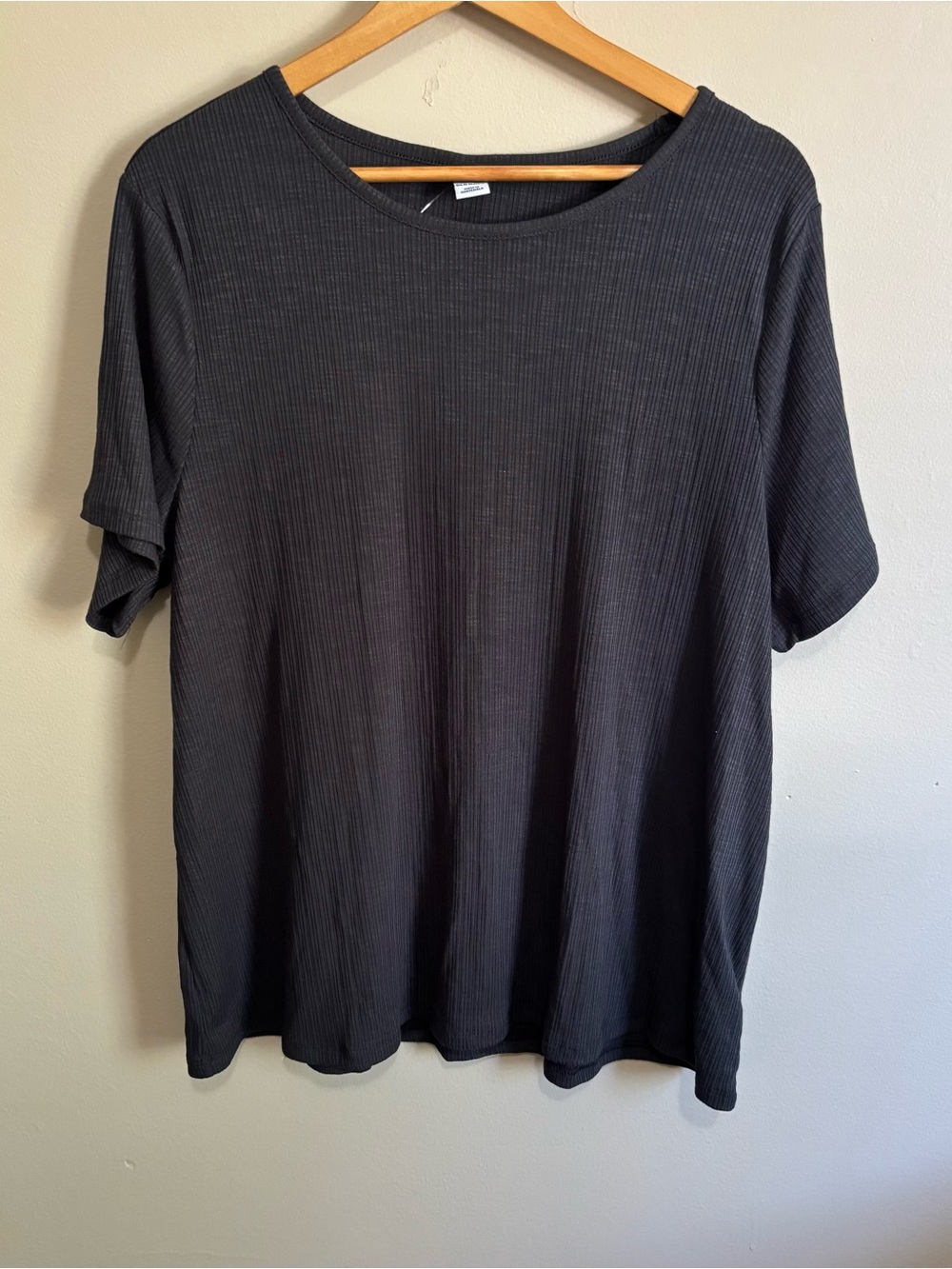Old Navy Luxe Gray Ribbed Knit Short Sleeve Tee Blouse NWT XL